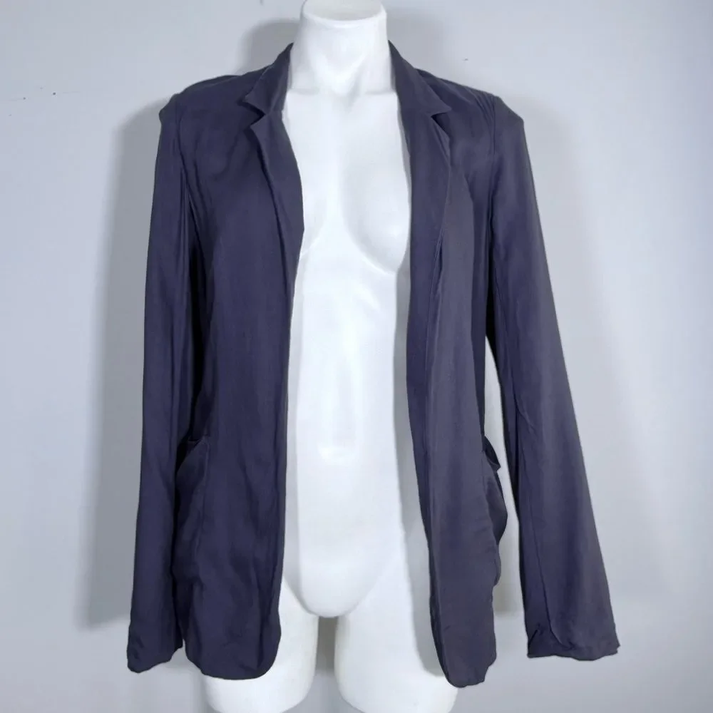 Aritzia Talula Kent Blazer Jacket 2 Open Front Lightweight Drapey Purple Casual - Picture 6 of 13